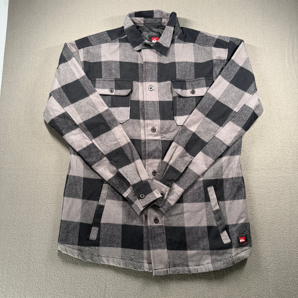 Quiksilver Shirt Jacket Mens MT Black Grey Buffalo Check Shacket QSFZSHT01KL